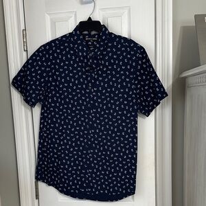 Michael Kors Navy Blue Button Down Short Sleeve